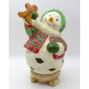 BICO Snowman Tealight Candle Holder Ceramic Christmas Gingerbread Holiday Decor